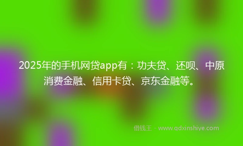 2025年的手机网贷app有：功夫贷、还呗、中原消费金融、信用卡贷、京东金融等。