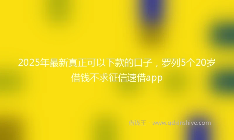 2025年最新真正可以下款的口子，罗列5个20岁借钱不求征信速借app