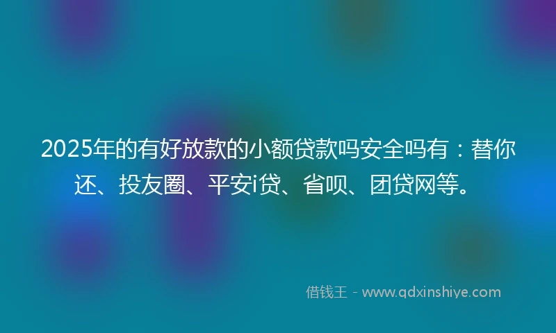 2025年的有好放款的小额贷款吗安全吗有：替你还、投友圈、平安i贷、省呗、团贷网等。