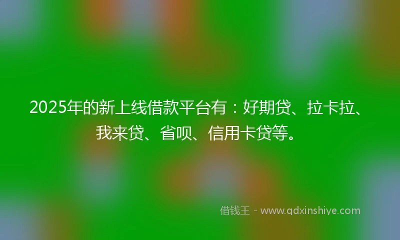 2025年的新上线借款平台有：好期贷、拉卡拉、我来贷、省呗、信用卡贷等。