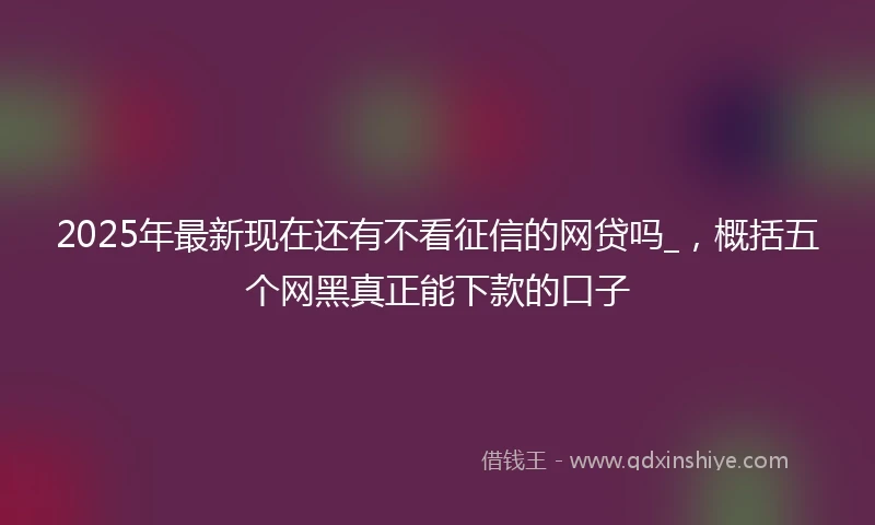 2025年最新现在还有不看征信的网贷吗_，概括五个网黑真正能下款的口子