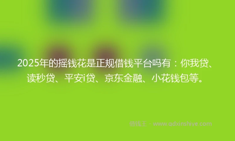 2025年的摇钱花是正规借钱平台吗有：你我贷、读秒贷、平安i贷、京东金融、小花钱包等。