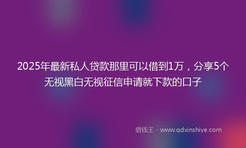 2025年最新私人贷款那里可以借到1万，分享5个无视黑白无视征信申请就下款的口子