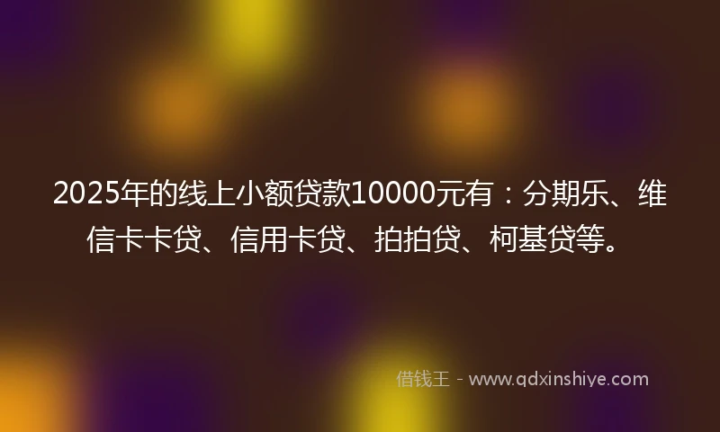2025年的线上小额贷款10000元有：分期乐、维信卡卡贷、信用卡贷、拍拍贷、柯基贷等。