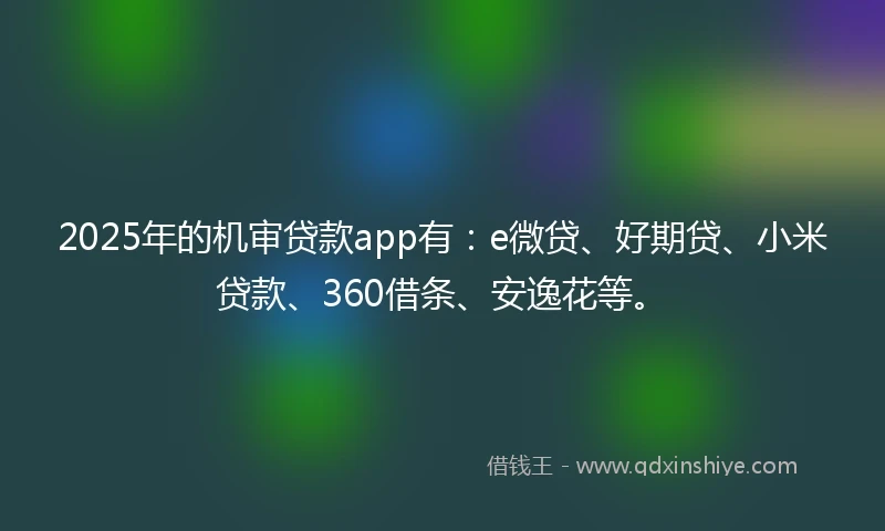 2025年的机审贷款app有：e微贷、好期贷、小米贷款、360借条、安逸花等。