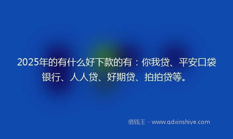 2025年的有什么好下款的有：你我贷、平安口袋银行、人人贷、好期贷、拍拍贷等。
