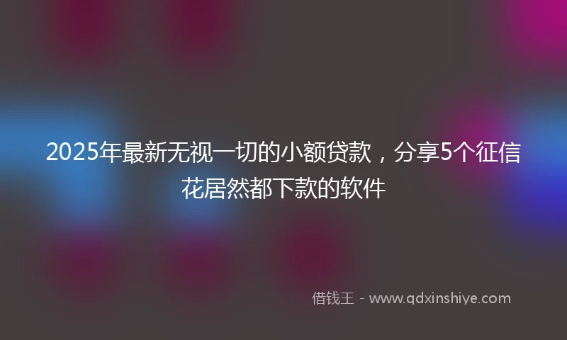 2025年最新无视一切的小额贷款，分享5个征信花居然都下款的软件