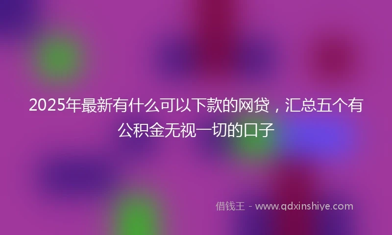2025年最新有什么可以下款的网贷，汇总五个有公积金无视一切的口子