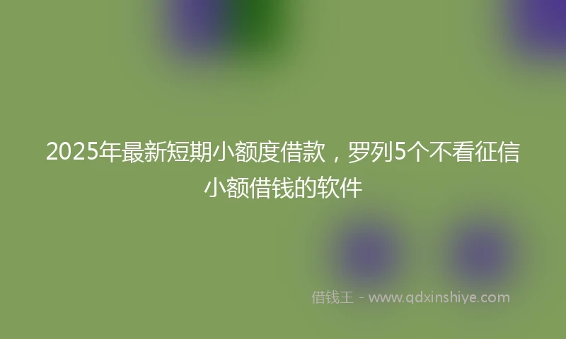 2025年最新短期小额度借款，罗列5个不看征信小额借钱的软件