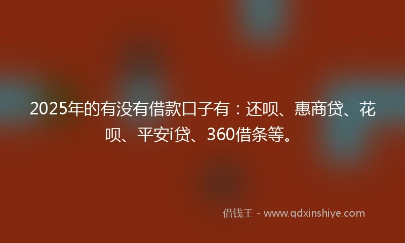 2025年的有没有借款口子有：还呗、惠商贷、花呗、平安i贷、360借条等。