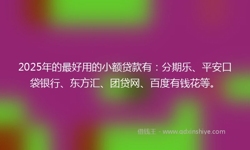 2025年的最好用的小额贷款有：分期乐、平安口袋银行、东方汇、团贷网、百度有钱花等。