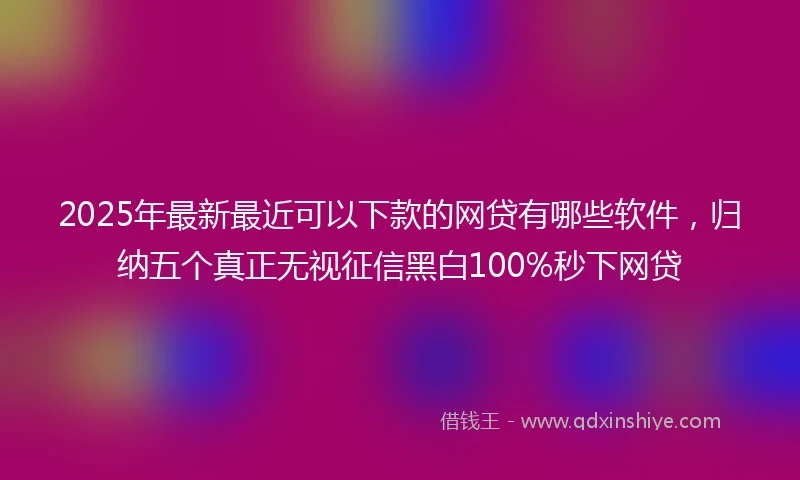 2025年最新最近可以下款的网贷有哪些软件，归纳五个真正无视征信黑白100%秒下网贷