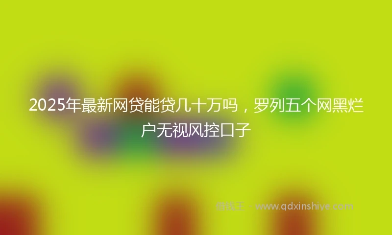 2025年最新网贷能贷几十万吗，罗列五个网黑烂户无视风控口子