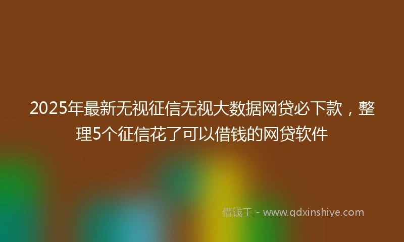 2025年最新无视征信无视大数据网贷必下款，整理5个征信花了可以借钱的网贷软件