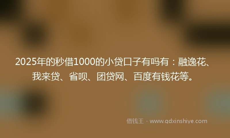 2025年的秒借1000的小贷口子有吗有：融逸花、我来贷、省呗、团贷网、百度有钱花等。