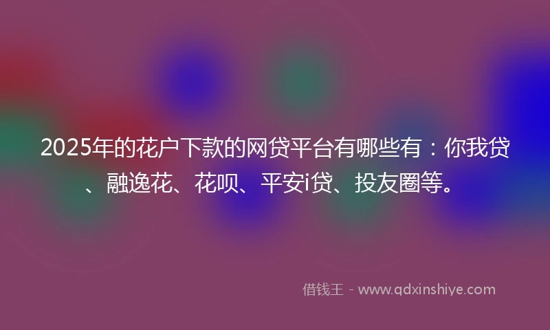 2025年的花户下款的网贷平台有哪些有：你我贷、融逸花、花呗、平安i贷、投友圈等。