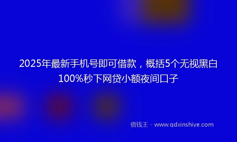 2025年最新手机号即可借款，概括5个无视黑白100%秒下网贷小额夜间口子
