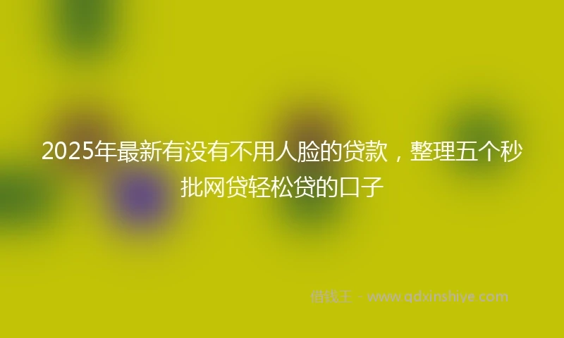 2025年最新有没有不用人脸的贷款，整理五个秒批网贷轻松贷的口子
