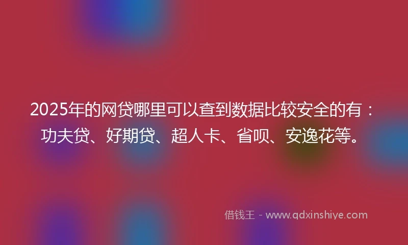 2025年的网贷哪里可以查到数据比较安全的有：功夫贷、好期贷、超人卡、省呗、安逸花等。