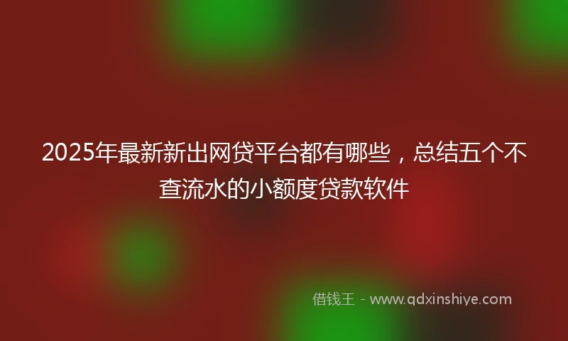 2025年最新新出网贷平台都有哪些，总结五个不查流水的小额度贷款软件