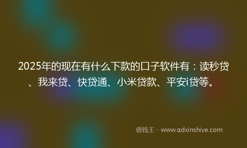2025年的现在有什么下款的口子软件有：读秒贷、我来贷、快贷通、小米贷款、平安i贷等。
