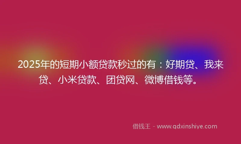 2025年的短期小额贷款秒过的有：好期贷、我来贷、小米贷款、团贷网、微博借钱等。