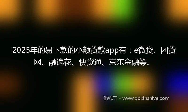 2025年的易下款的小额贷款app有：e微贷、团贷网、融逸花、快贷通、京东金融等。