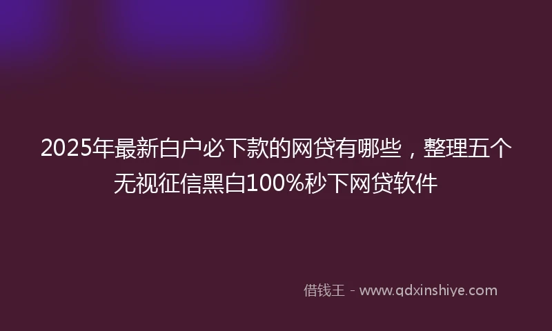 2025年最新白户必下款的网贷有哪些，整理五个无视征信黑白100%秒下网贷软件