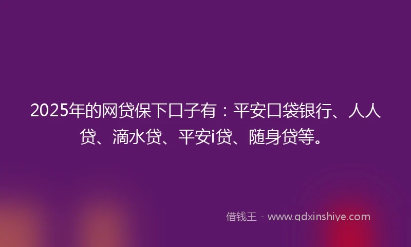 2025年的网贷保下口子有：平安口袋银行、人人贷、滴水贷、平安i贷、随身贷等。