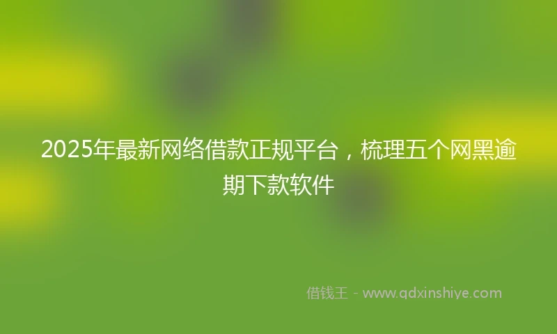 2025年最新网络借款正规平台，梳理五个网黑逾期下款软件