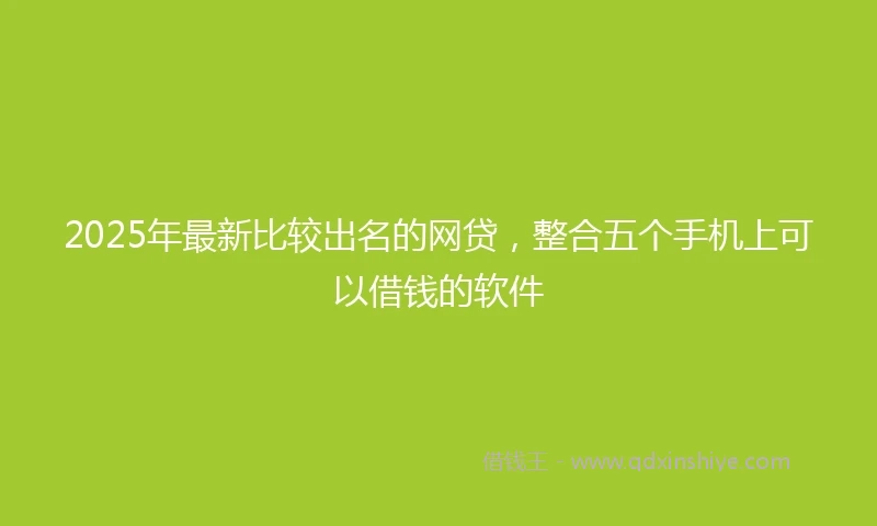 2025年最新比较出名的网贷，整合五个手机上可以借钱的软件