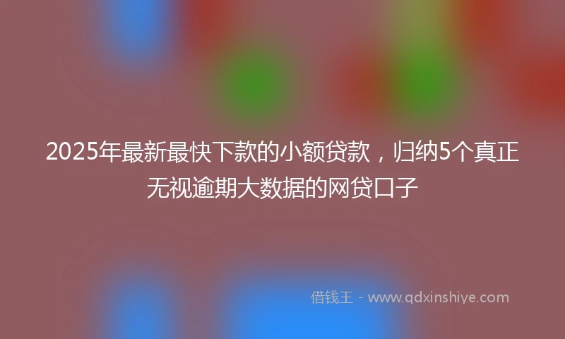 2025年最新最快下款的小额贷款，归纳5个真正无视逾期大数据的网贷口子