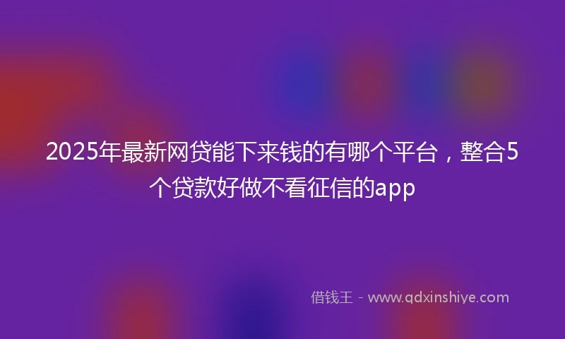 2025年最新网贷能下来钱的有哪个平台,整合5个贷款好做不看征信的app