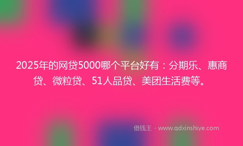 2025年的网贷5000哪个平台好有：分期乐、惠商贷、微粒贷、51人品贷、美团生活费等。