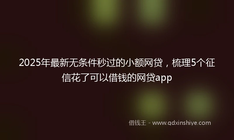 2025年最新无条件秒过的小额网贷，梳理5个征信花了可以借钱的网贷app