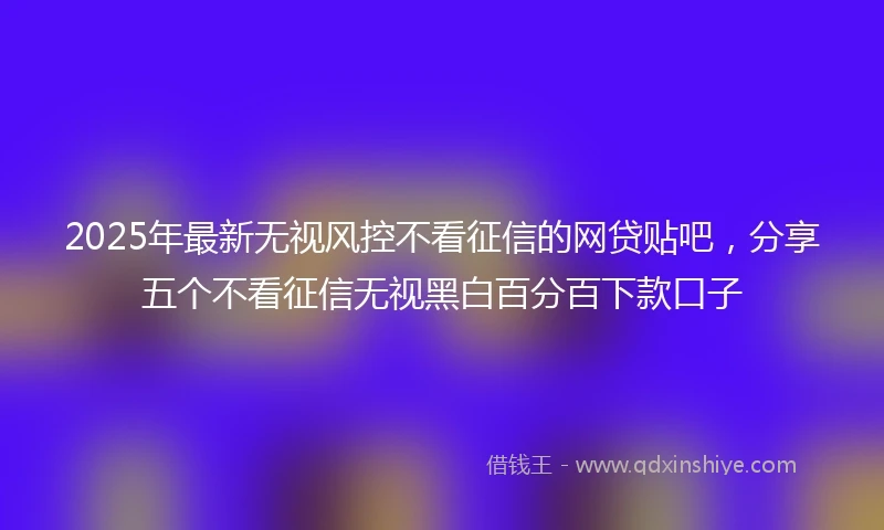 2025年最新无视风控不看征信的网贷贴吧，分享五个不看征信无视黑白百分百下款口子