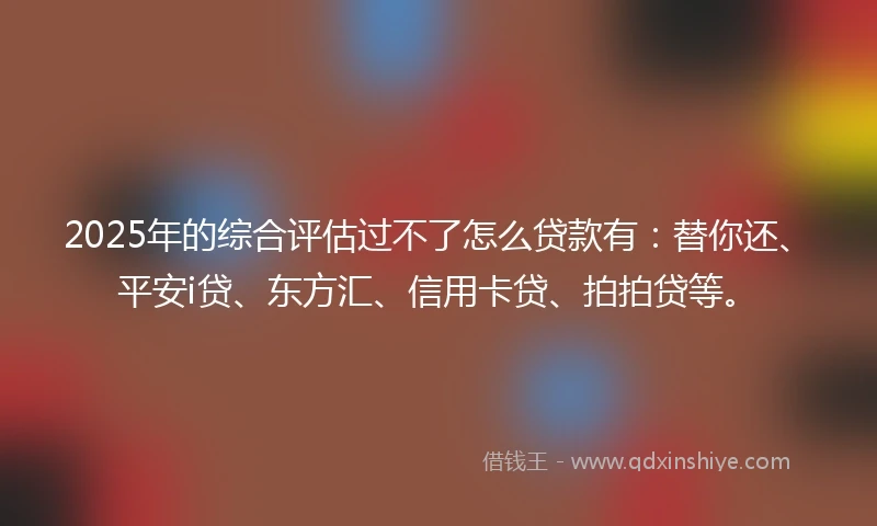 2025年的综合评估过不了怎么贷款有：替你还、平安i贷、东方汇、信用卡贷、拍拍贷等。