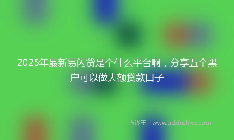 2025年最新易闪贷是个什么平台啊，分享五个黑户可以做大额贷款口子