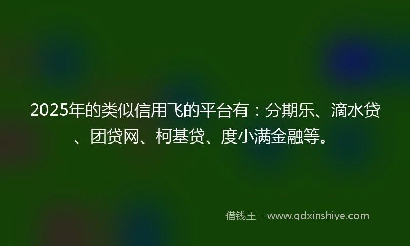 2025年的类似信用飞的平台有：分期乐、滴水贷、团贷网、柯基贷、度小满金融等。