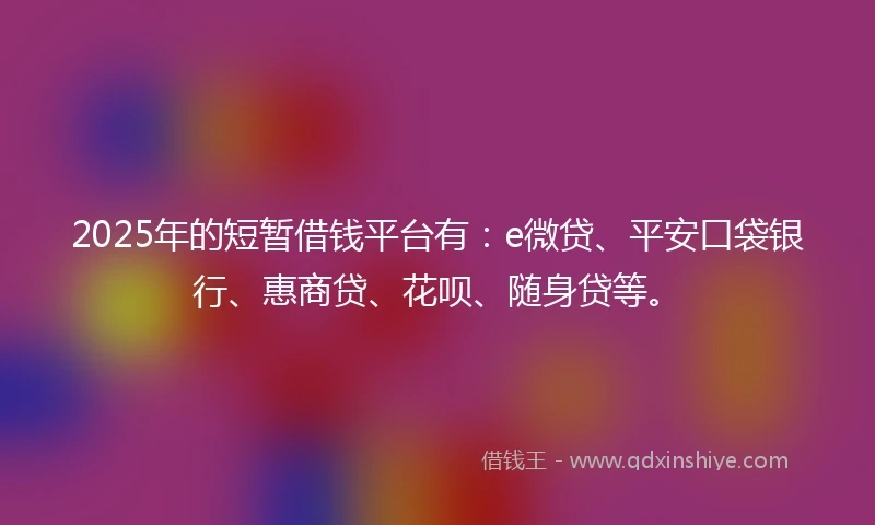 2025年的短暂借钱平台有：e微贷、平安口袋银行、惠商贷、花呗、随身贷等。
