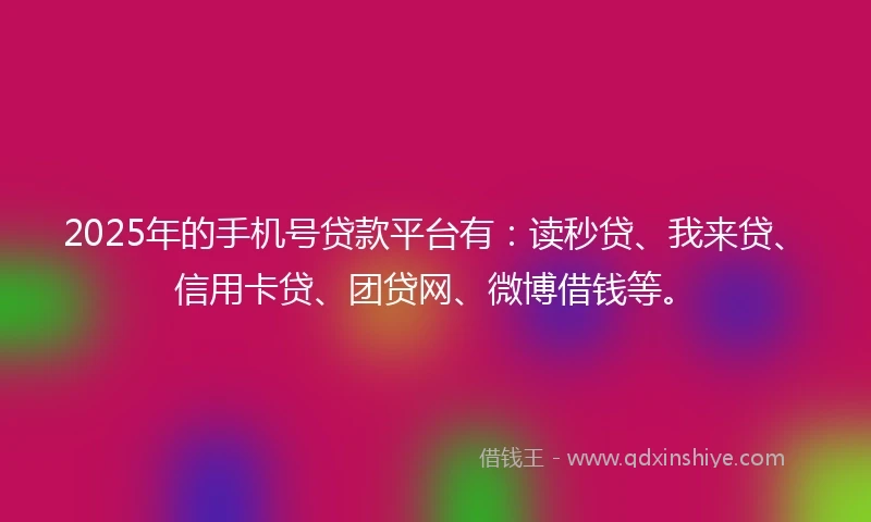 2025年的手机号贷款平台有：读秒贷、我来贷、信用卡贷、团贷网、微博借钱等。