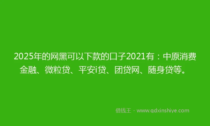2025年的网黑可以下款的口子2021有：中原消费金融、微粒贷、平安i贷、团贷网、随身贷等。