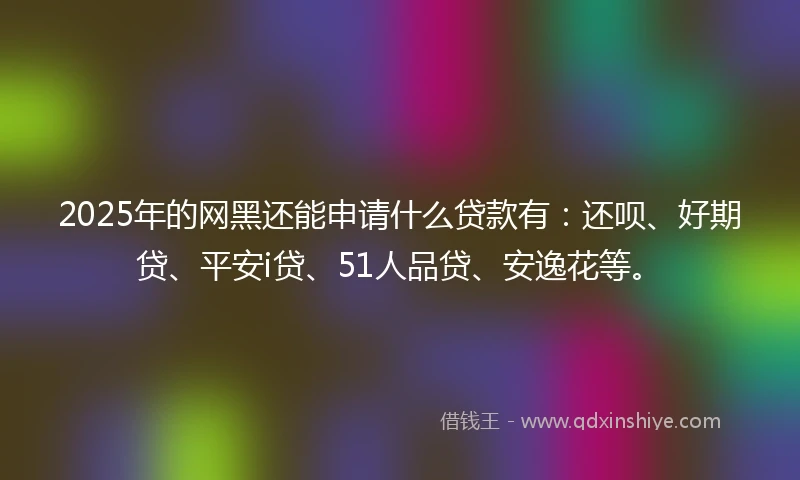 2025年的网黑还能申请什么贷款有：还呗、好期贷、平安i贷、51人品贷、安逸花等。