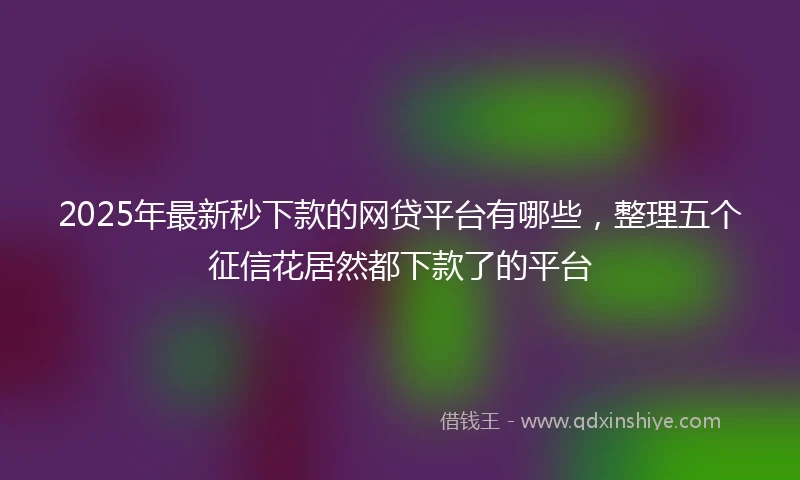 2025年最新秒下款的网贷平台有哪些，整理五个征信花居然都下款了的平台