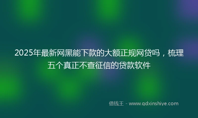 2025年最新网黑能下款的大额正规网贷吗，梳理五个真正不查征信的贷款软件