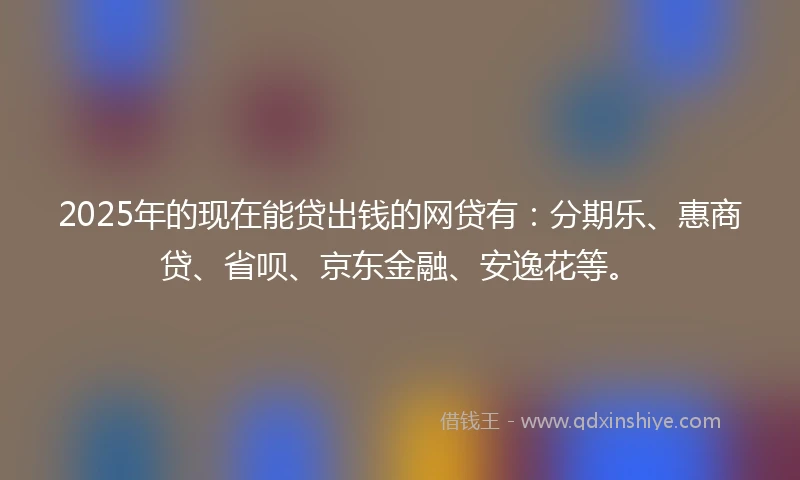 2025年的现在能贷出钱的网贷有：分期乐、惠商贷、省呗、京东金融、安逸花等。