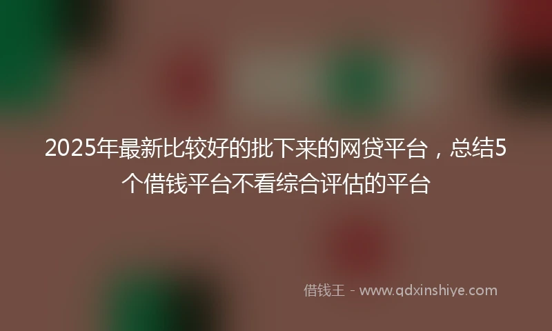 2025年最新比较好的批下来的网贷平台，总结5个借钱平台不看综合评估的平台