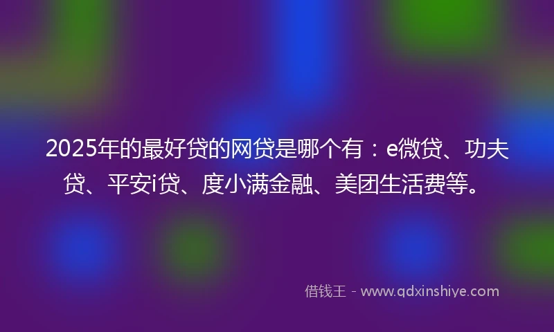 2025年的最好贷的网贷是哪个有：e微贷、功夫贷、平安i贷、度小满金融、美团生活费等。