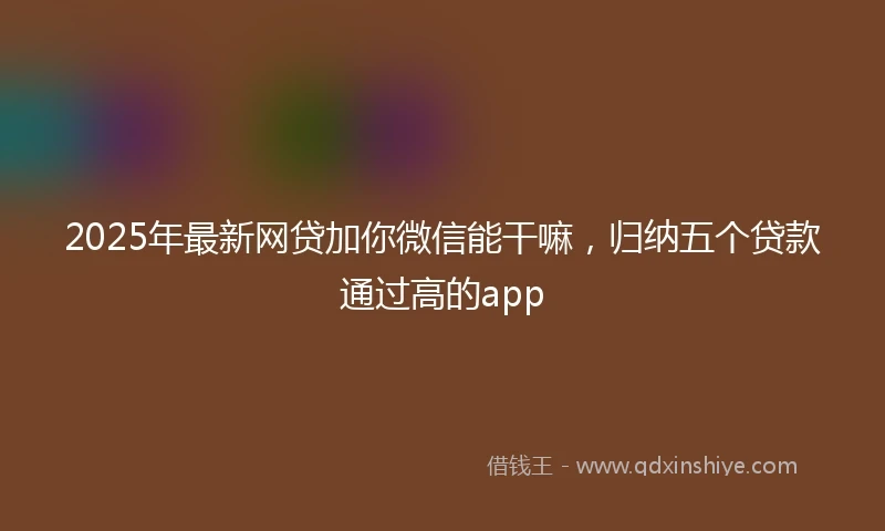 2025年最新网贷加你微信能干嘛，归纳五个贷款通过高的app