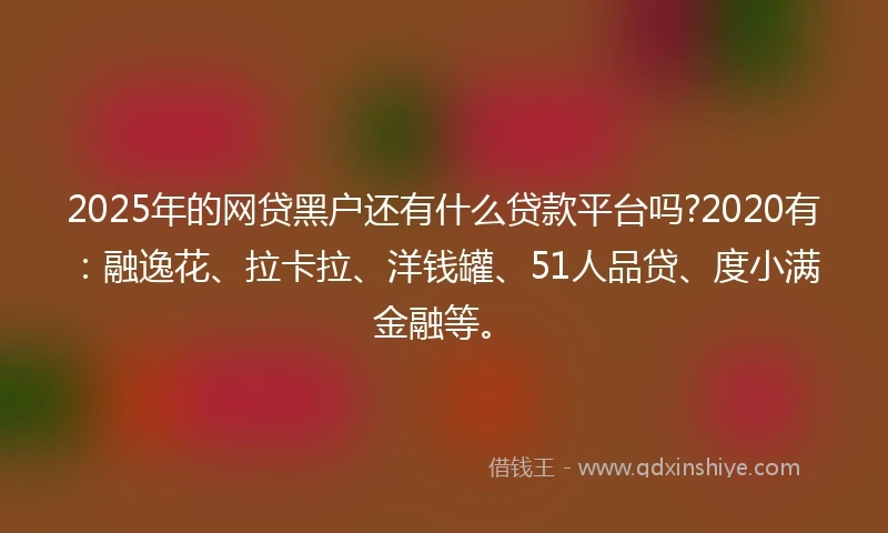 2025年的网贷黑户还有什么贷款平台吗?2020有：融逸花、拉卡拉、洋钱罐、51人品贷、度小满金融等。